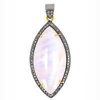 Gold Diamond Moonstone Pendant