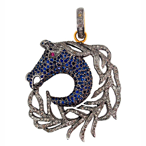 Sapphire Diamond Gold Pendant
