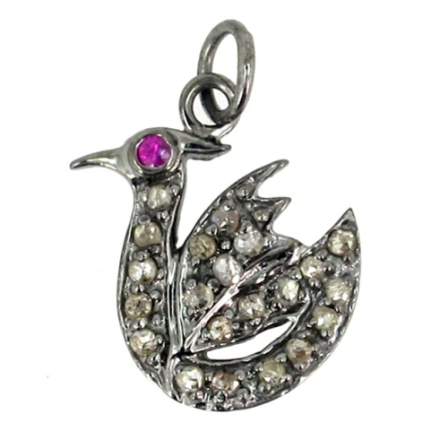 Silver Diamond Ruby Pendant