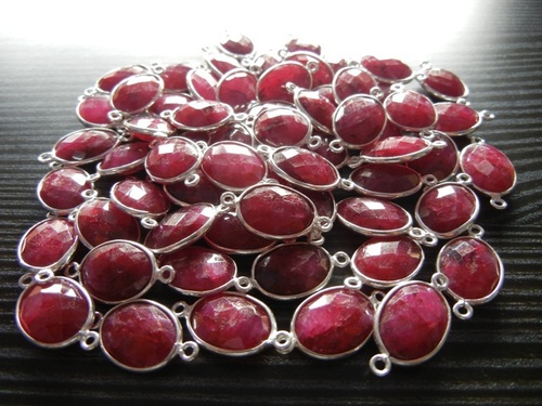 Sterling Silver Ruby Round Connectors