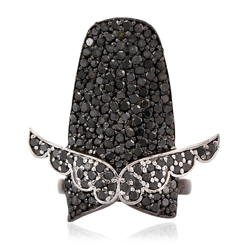 Pave Diamond Angel Wings Fashion Ring Jewelry
