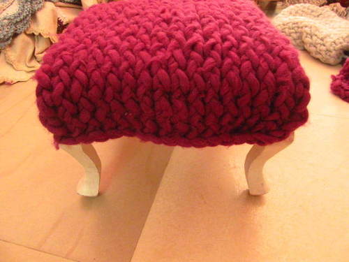 knitted wood stool