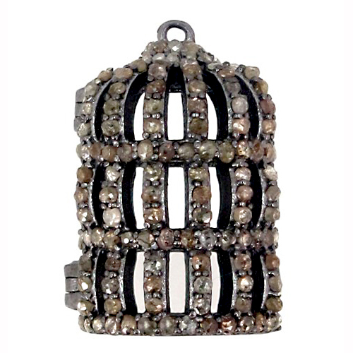 Pave Diamond Silver Pendant