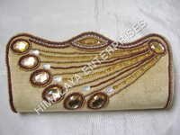 Beaded Clutch Bag - Beads & Fabric, 6x4x2 Inches, Beige | Durable, Elegant Design, Impeccable Look, Lightweight, Mesmerizing