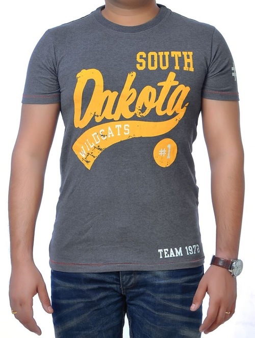 Gray Cotton T Shirt - Medium to XXL, Round Neck, Short Sleeve, Soft Breathable Fabric