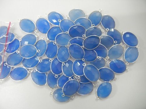 25 Piece Lot Of Blue Chalcedony Connectors