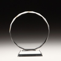 Crystal Gift - Crystal 150x20x150 mm, Circular Sunflower Design with Square Base, Engravable, Elegant