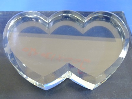 Crystal Gift - Crystal 180x120x30 mm, Double Heart Shape, Handcrafted Elegant Design