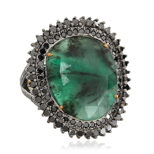 Emerald Pave Diamond Ring Jewelry