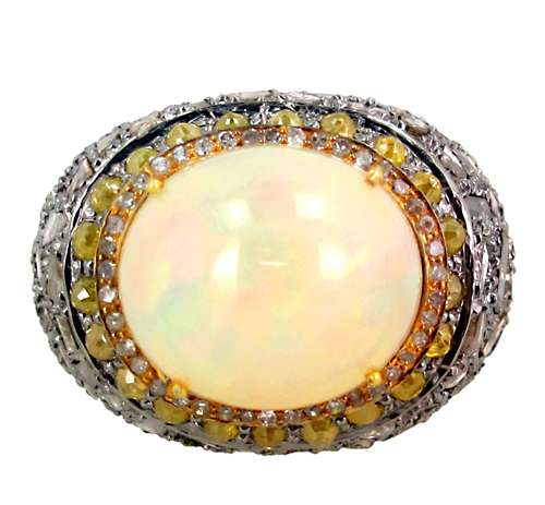 Diamond Opal Gold Ring