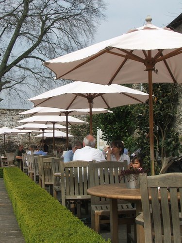 White Wooden Garden Umbrellas