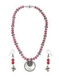 German Silver Ethnic Necklace Drop Earrings