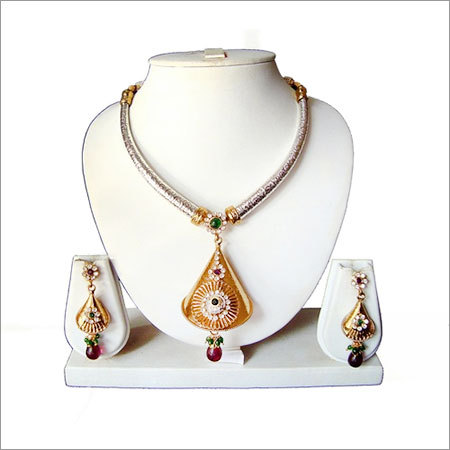 Tribal Kundan Gold Tone Necklace Set 64A
