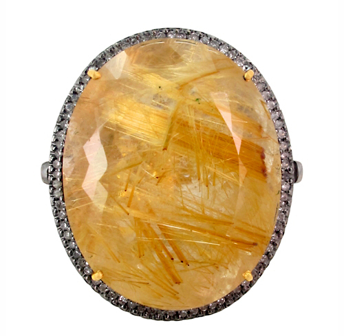 Rutile DIamond Gold Ring