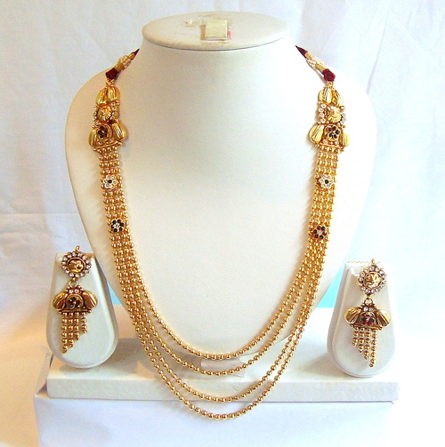 Golden Long Necklace Set 119