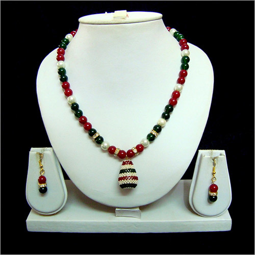 Diva Red Green Beads Necklace Set 125