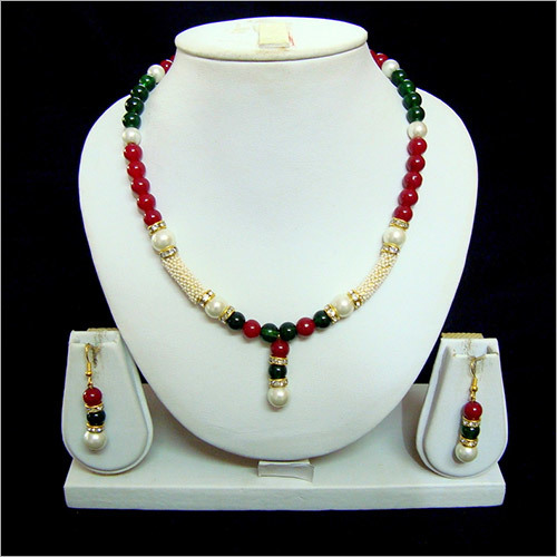 Diva Red Green Beads Necklace Set 126