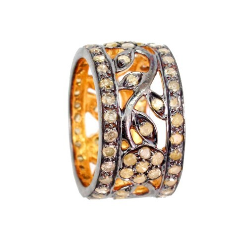 Pave Diamond Silver Ring