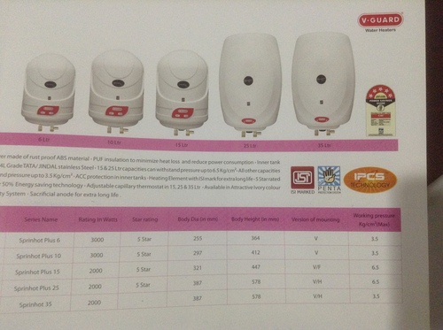 Geyser 15 Litre Models - Plastic Steel, H600xW400xD250 mm, 2000-2500W, Thermostat Pressure Valve