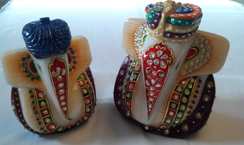 Pagdi Ganesh Ji Statue - Resin, Varied Dimensions, Off-White | Elegant Design, Intricate Details, Polished Finish