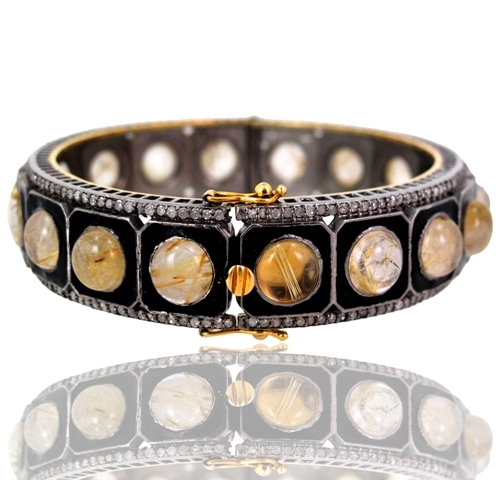 Rutile Diamond Gold Bangle