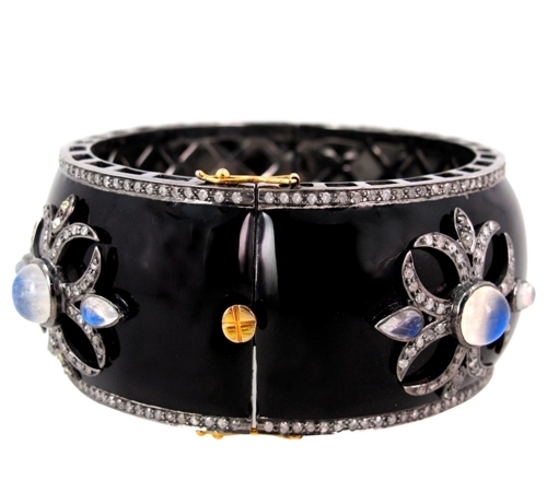 Moonstone Diamond Gold Bangle