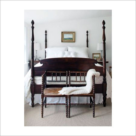 Poster Bed - Sheesham Wood King Size Dark Brown | Elegant Design Durable Sturdy Frame Easy Assembly