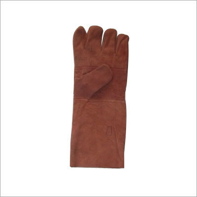 Leather Hand Gloves - Leather, Variable Size, Brown | Colorfast, Durable, Tear Resistant, Heat Resistant, Protective for Industrial Use