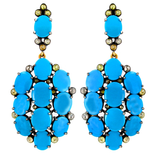 Turquoise Diamond Gold Earrings
