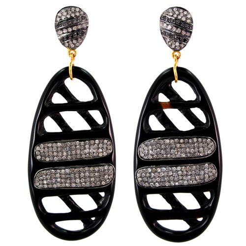 Onyx Diamond Gold Earrings