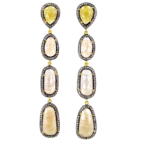 Gold Emerald Diamond Earrings