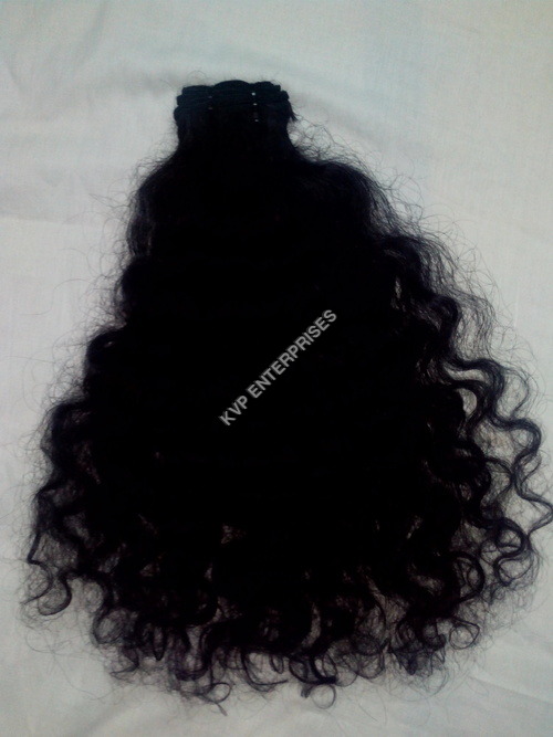 Black Machine Weft Curly Human Hair