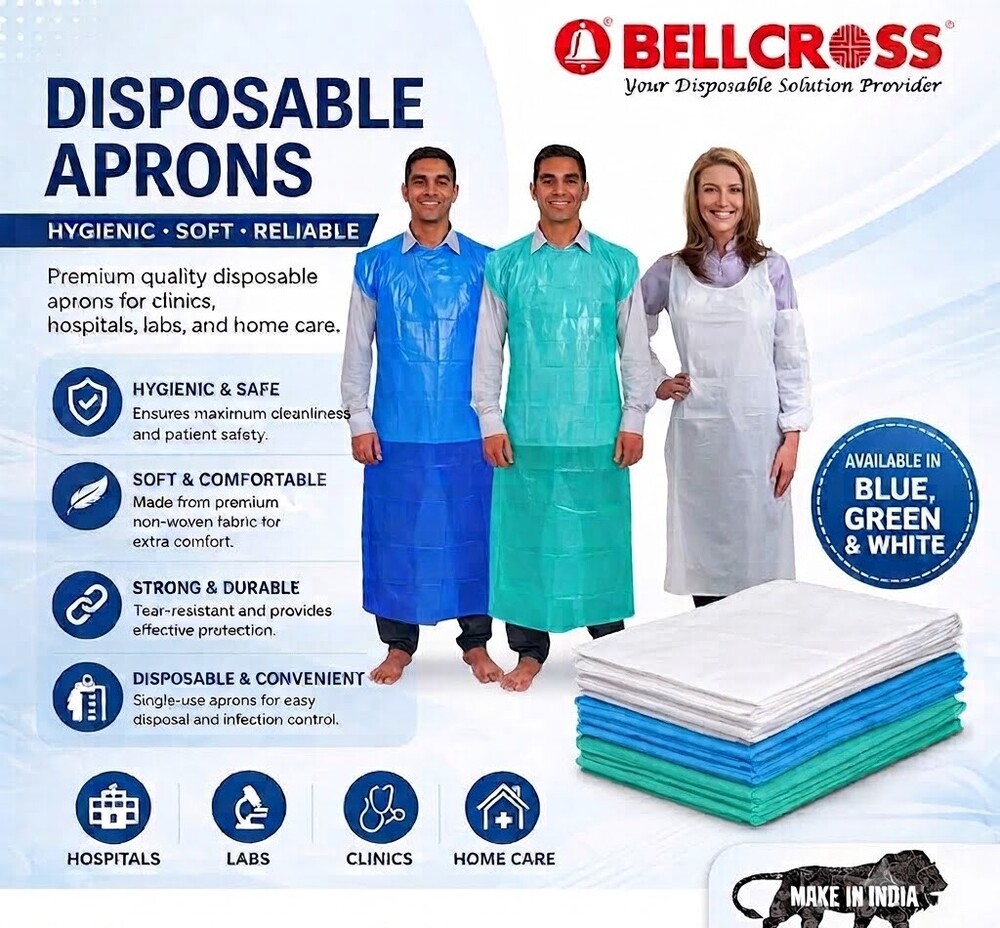 Disposable Apron - Degradable Plastic, Lightweight Blue Design | Highly Durable, Sterile and Non-Sterile Options, Tear Resistant