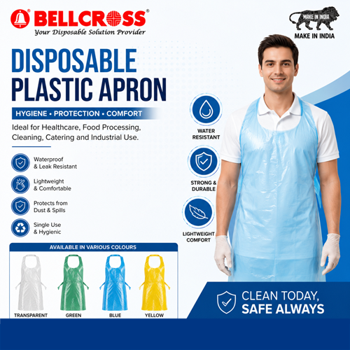 Plastic Apron - Plastic Material | Manual Operation, Comfortable Design, Skin Friendly, Portable, White Color