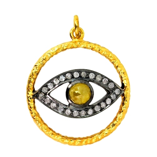 Diamond Evil Eye Charms Pendant