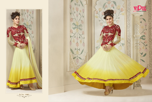 VIPUL - Fabric, Multiple Sizes, Red | Embroidered, Elegant Design, Soft Fabric, Comfortable Fit, Stylish Look, Perfect Stitching, Trendy Style, Floor Length Anarkali