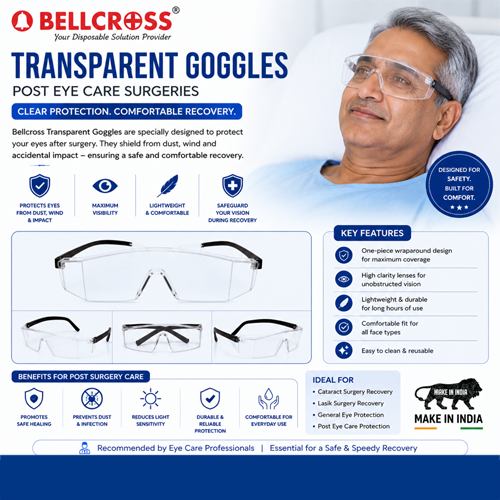 Transparent Safety Goggle - Material: Plastic