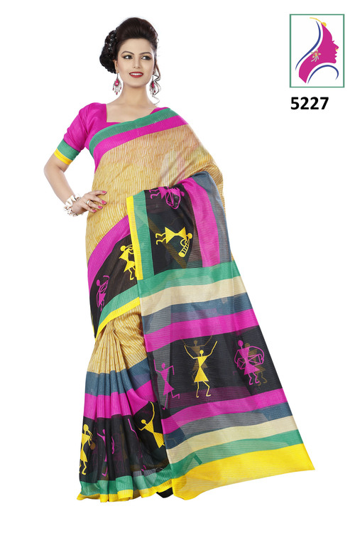 Riti Riwaz-5227 Beige Stunning Brocade Silk Saree