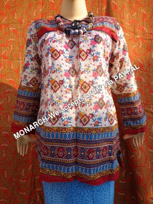 Women Kurti - 100% Cotton Voile, Under Neck Fit, Off-White Color, Hand Block Print | Comfortable Fit, Cold Wash Care, 250g Weight