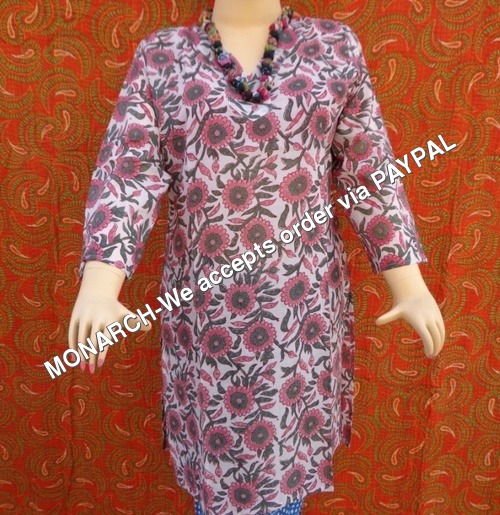 Pink Flower Printed Kurti