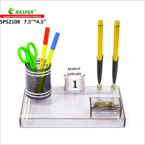 Acrylic Pen Stand With Calender Date