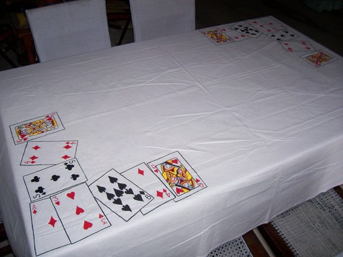 Hand Painted Playing Cards Table Cover