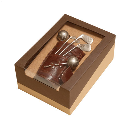 Leather Golf Bar Set In Deluxe Box
