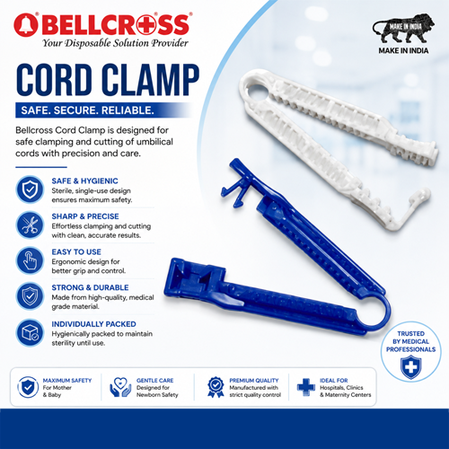 Cord Clamp - Plastic Material, Blue Color | Durable, Supreme Quality, Safe and Hygienic for Hospital Use