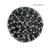 Black Diamond Disc Finding - 925 Sterling Silver, 10x4 Mm, 0.78 Cts Diamond, Elegant Design