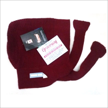 Wool Cap - Machine Made Wool, Medium Size | Maroon Color, Plain Pattern, Daily Winter Use