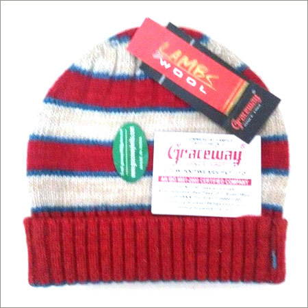 Wool Cap - Machine Made, Red & White Embroidered Pattern | Daily Winter Use