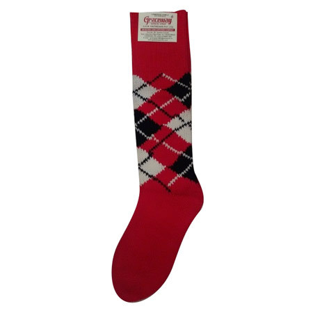 Socks - Cotton, Red Color, Checked Pattern | Machine Made, Daily Winter Use