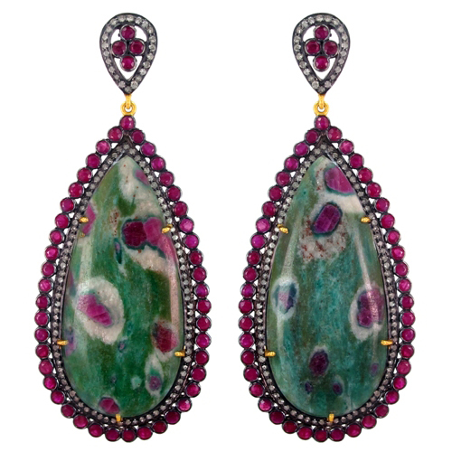 Ruby Diamond Gold Earrings