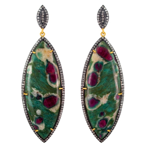 Ruby Diamond Gold Earrings